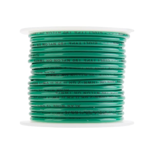 THHN Building Wire, Copper, 12 AWG, Green, Solid, 100 ft